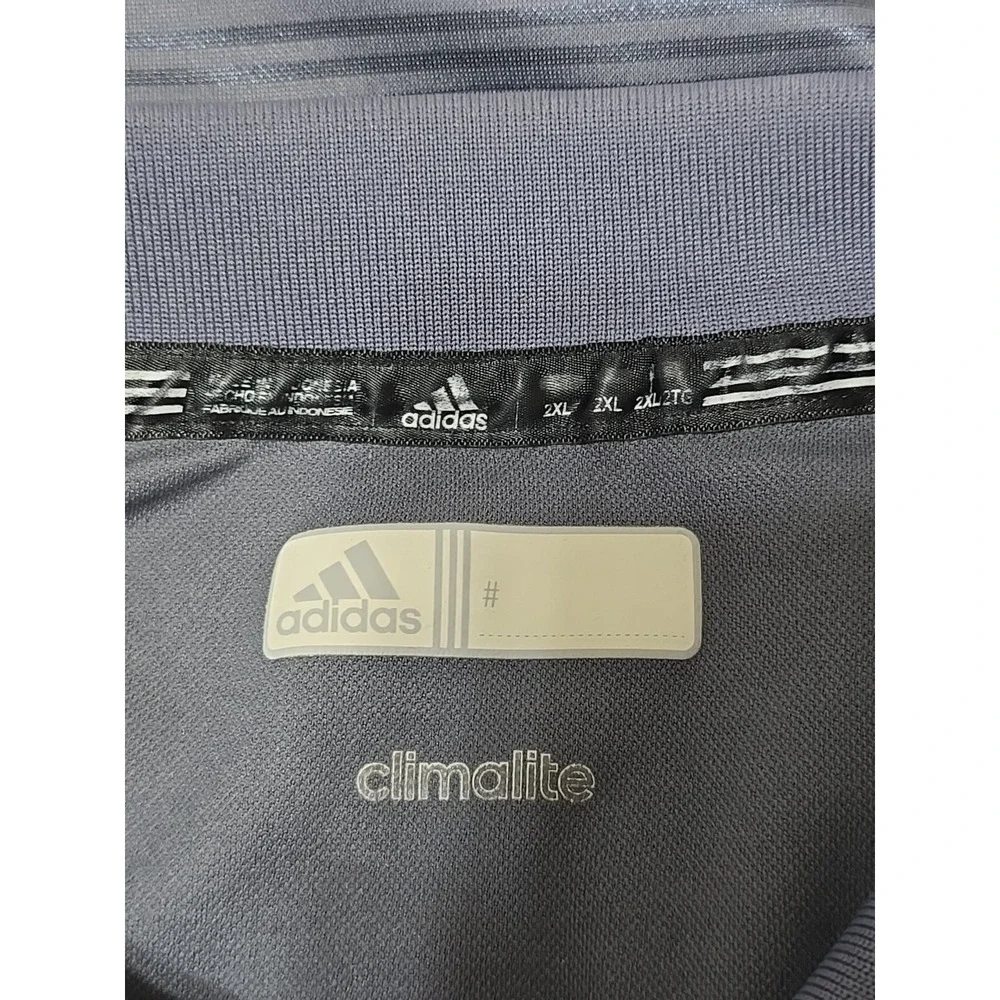 Adidas Men's 2XL Gray‎ Polo Shirt Climalite Embroidered Logo Short Sleeve
